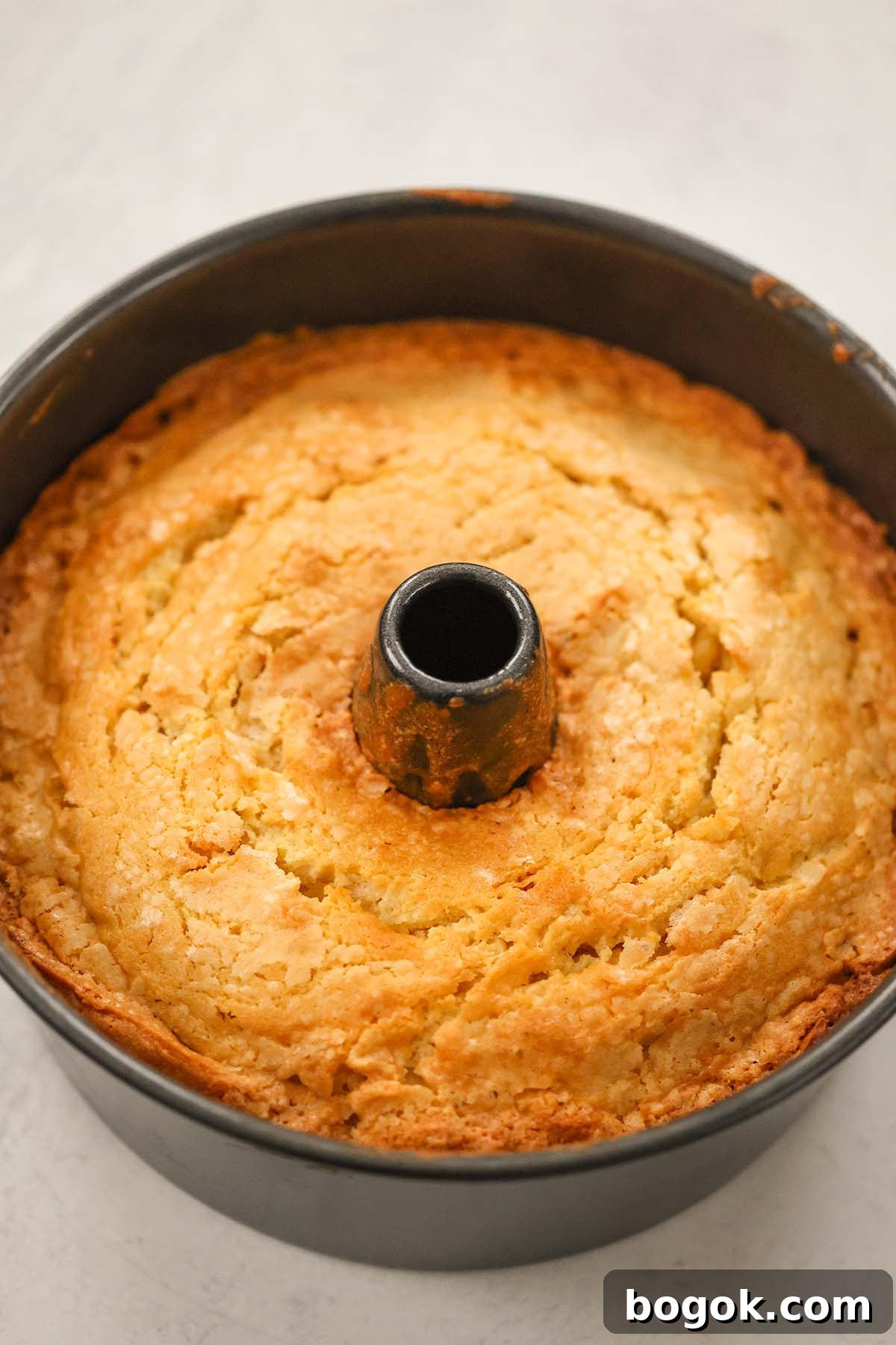 million dollar pound cake in a tube pan.