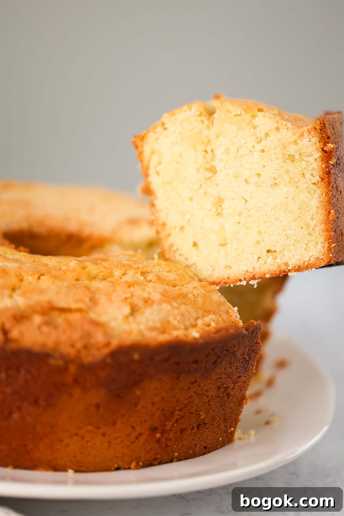 a slice of million dollar pound cake.