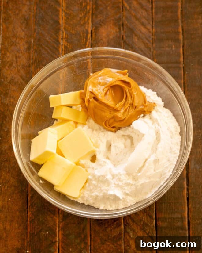 Peanut Butter Truffle Brownies Recipe — Decadent Chocolate Treat 9 Peanut Butter Truffle Filling ingredients in a bowl.