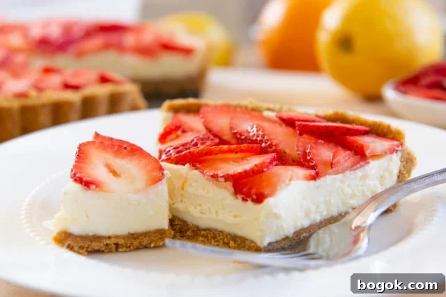 Slices of Strawberry Tart on a Plate with Homemade Graham Cracker Crust