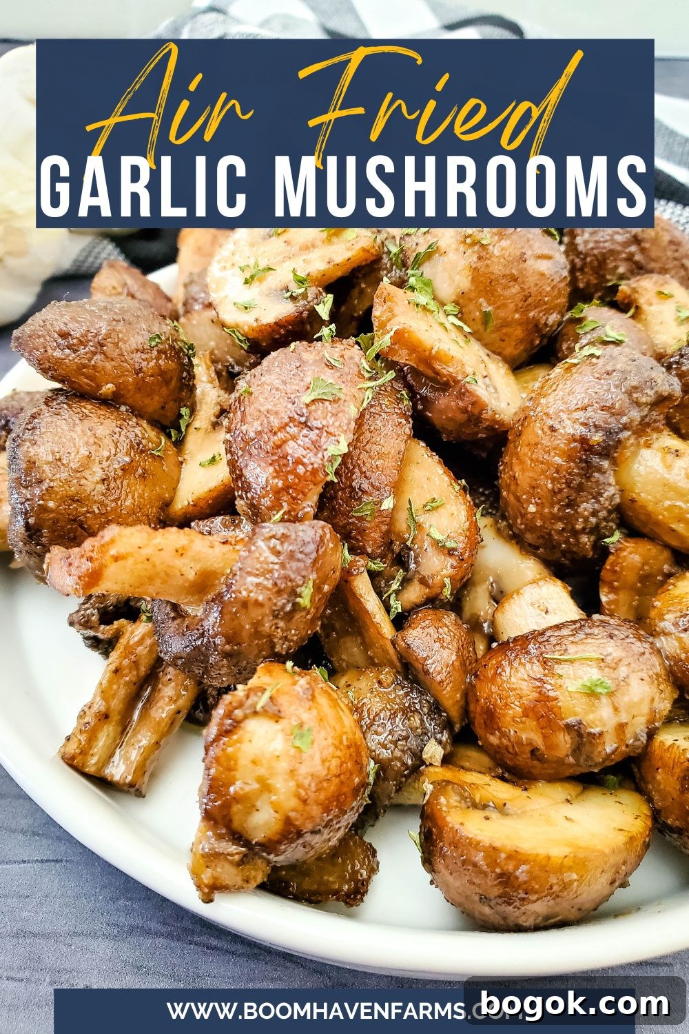 Crispy Garlic Air-Fryer Mushrooms — Low-Carb Side Dish 2 platter of air fried mushrooms
