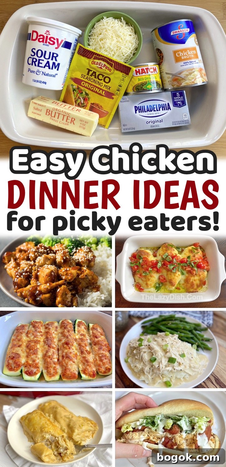 Easy Chicken Dinner Recipes | A list of chicken dinner ideas your entire family will love, including your picky eaters! I’m always looking for simple meals to make my family on busy weeknights, and chicken is one of the easiest meats to cook. It's great baked, made in a slow cooker, or mixed into a casserole. There's are so many creative and delicious ways to make it! These recipes are all simple to make with just a few basic ingredients. Perfect for busy moms on a budget!