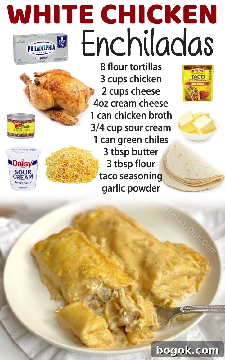 Creamy White Chicken Enchiladas | The best chicken recipes on Pinterest, seriously! If you're have a picky family to feed, they are going to love all of these quick and easy chicken recipes! They make for wonderful weeknight meals when you're tired and hungry. Everything from oven baked chicken breasts to rotisserie meals. Easy, cheap and delicious!