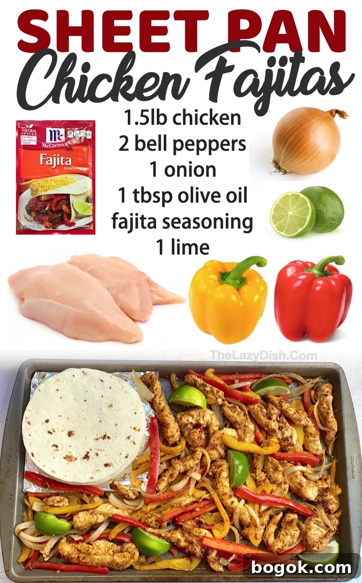 Oven Baked Sheet Pan Chicken Fajitas | Looking for quick and easy chicken dinner ideas for your family? Here is a list of some of the best chicken meals! Even my picky kids love them. Everything from healthy oven baked chicken breasts to comforting casseroles.