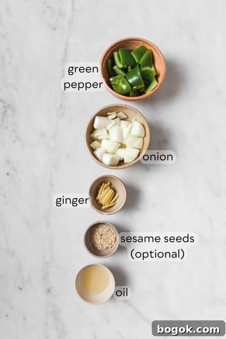 Stir Fry ingredients for Honey Ginger Chicken