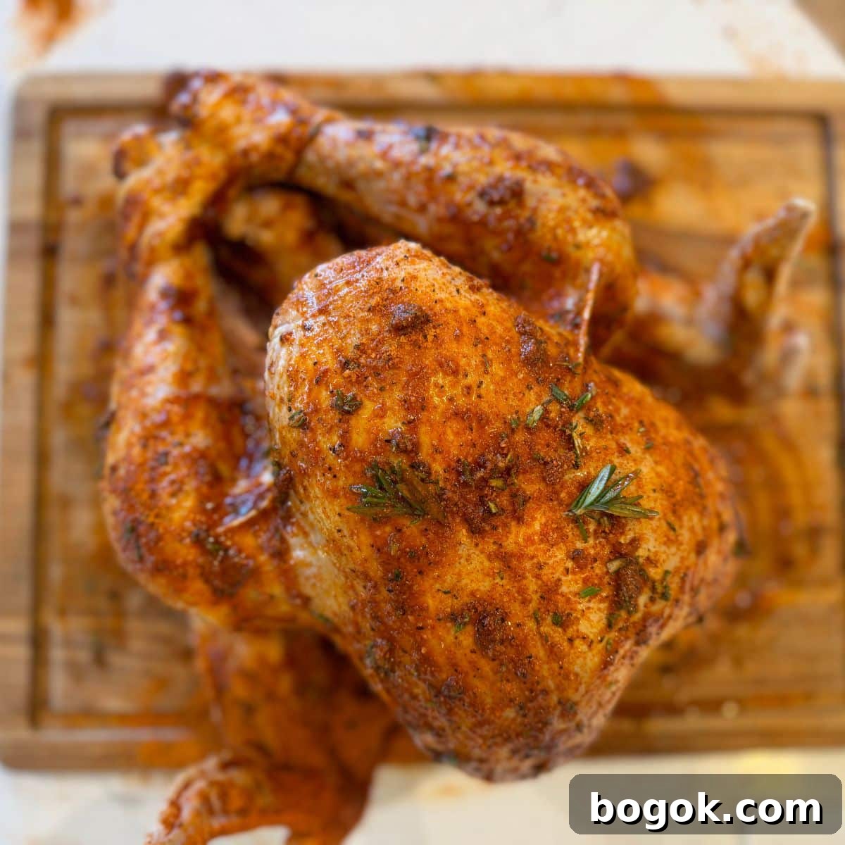 Savory Smoked Turkey Recipe for Tender, Juicy Results 3 raw brined turkey with bbq rub seasoning and thyme and rosemary... ready for the smoker