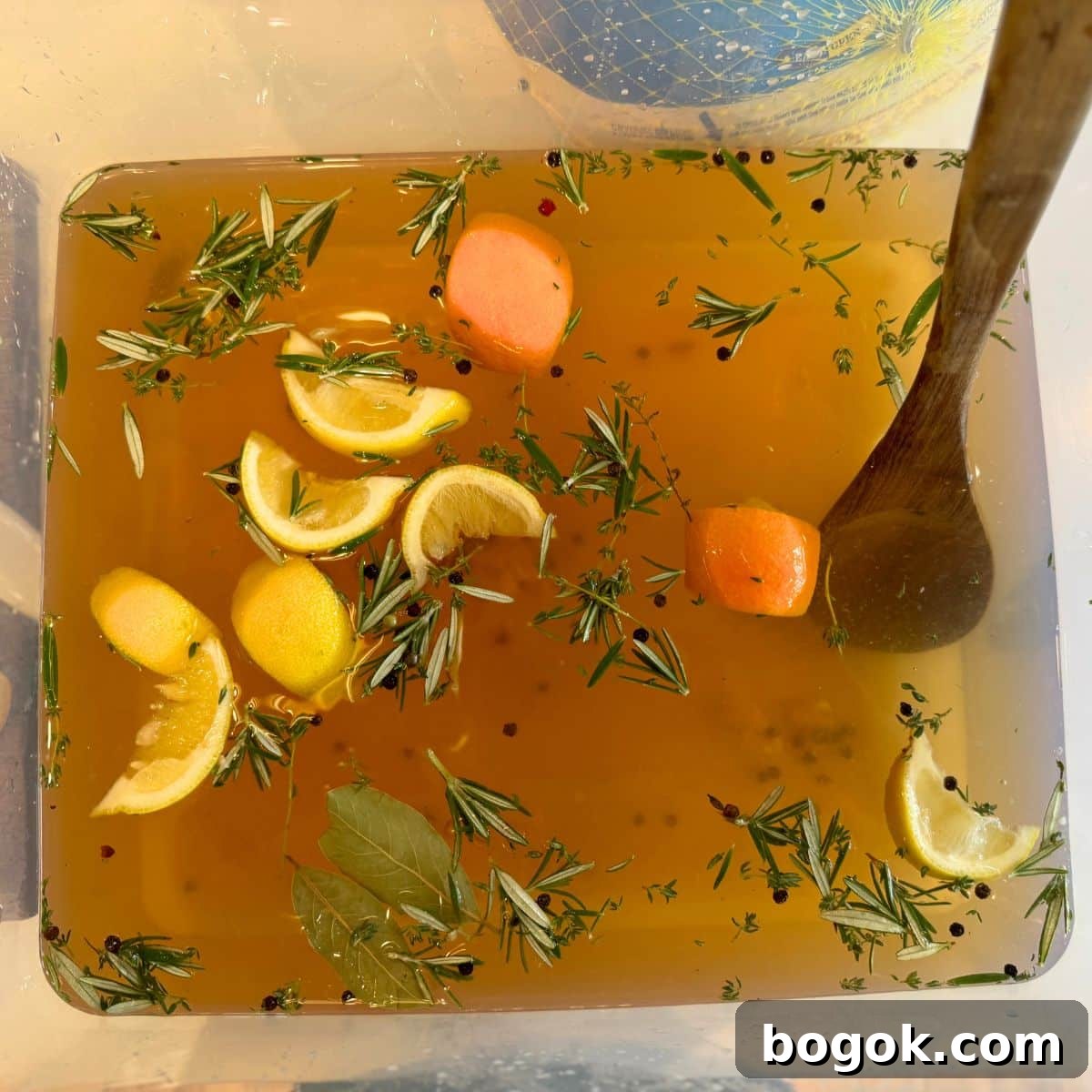Savory Smoked Turkey Recipe for Tender, Juicy Results 6 turkey Brine mixed in a large Tub