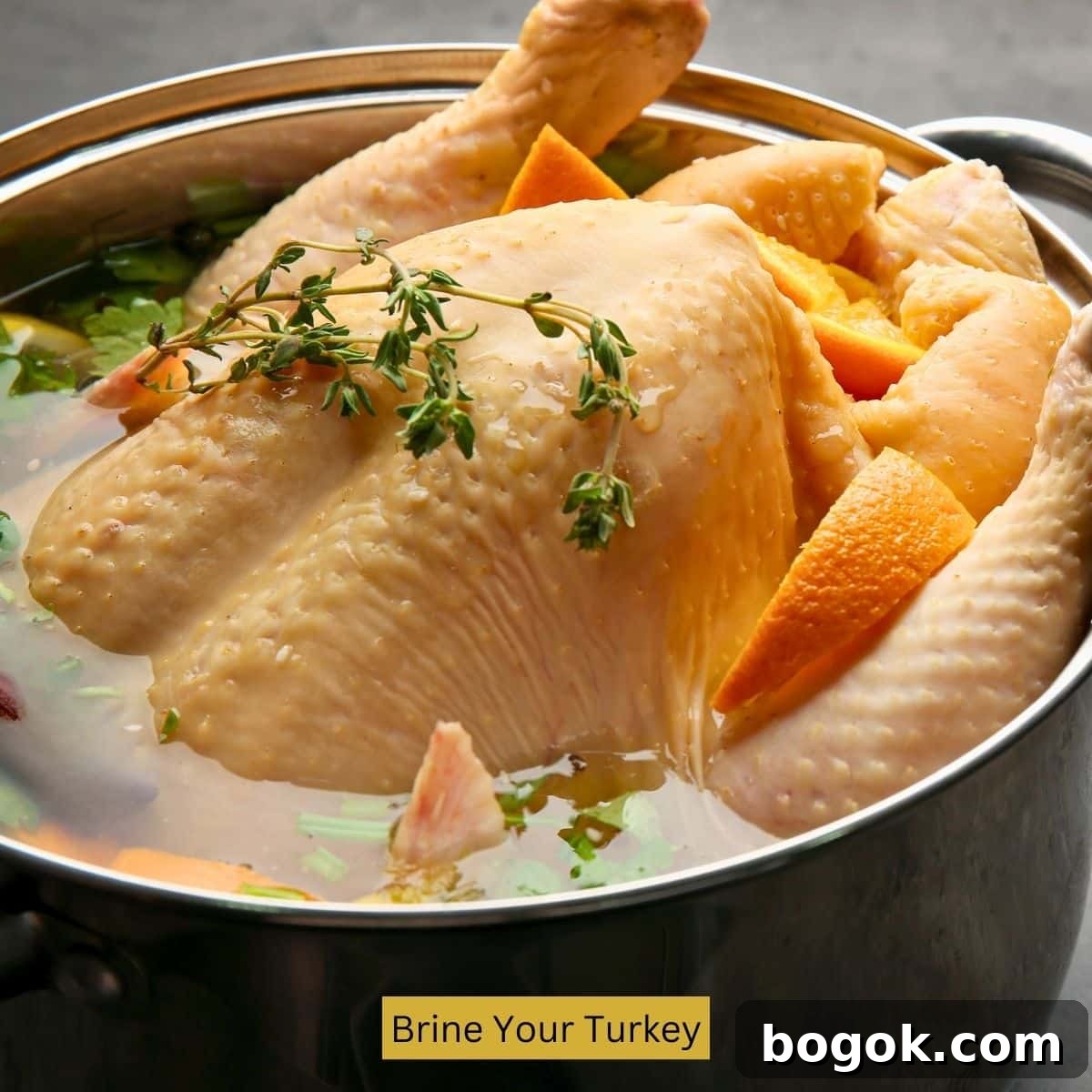 Savory Smoked Turkey Recipe for Tender, Juicy Results 7 brining raw turkey with text block