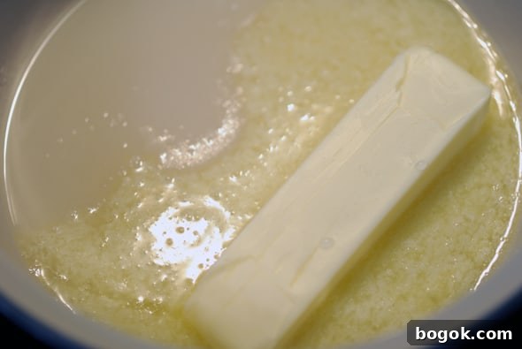 butter melting in a pot