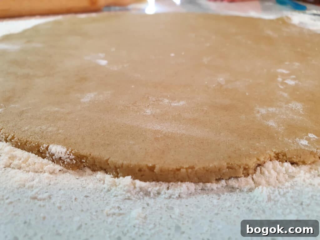 rolled out dough ready to cut.