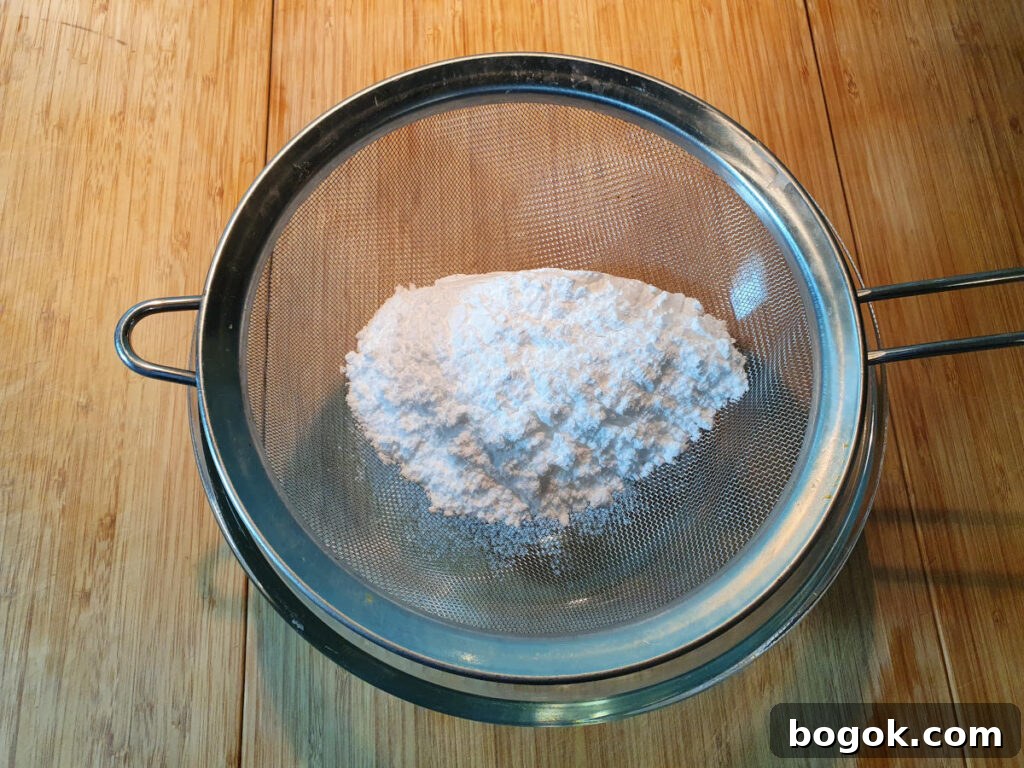 sifting icing sugar.