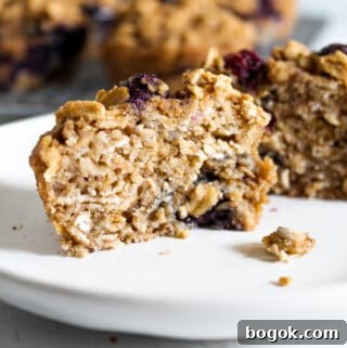 inside of blueberry oatmeal muffins.