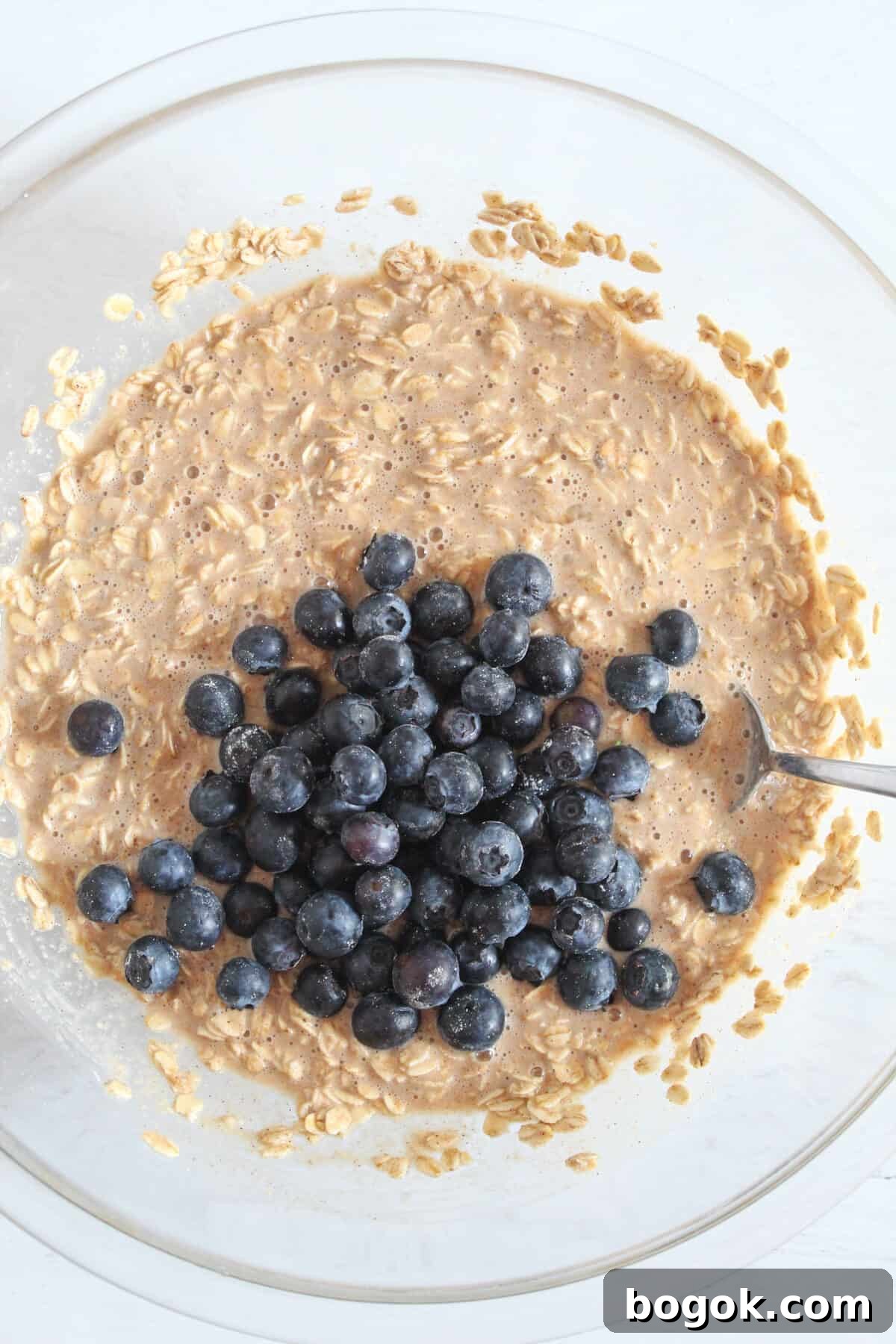 blueberries added to batter.