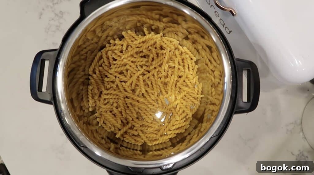 Garlic Herb Cheese Pasta Made in the Instant Pot 4 Gemelli pasta in Instant Pot