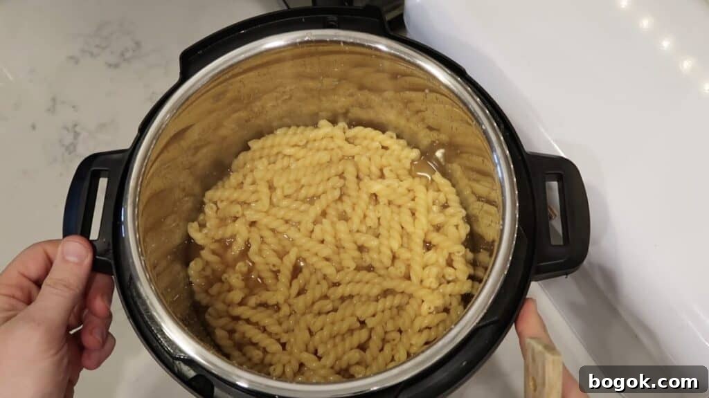 Garlic Herb Cheese Pasta Made in the Instant Pot 7 Pressure cooked gemelli pasta