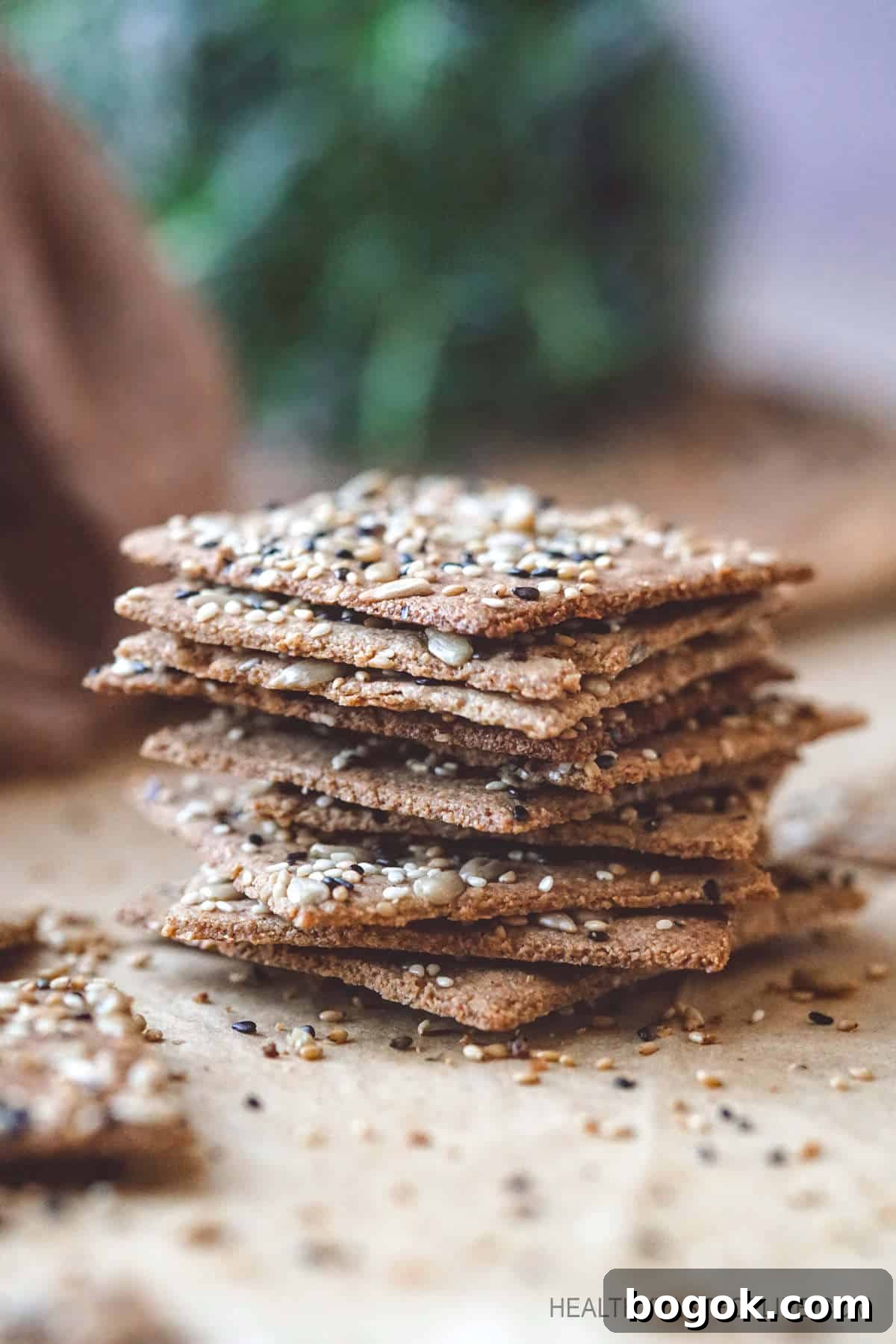 Keto seed crackers recipe (dairy free vegan) that is suitable for keto, paleo and vegan eaters. Use  these keto seed crackers as a low carb snack, or served along with your salad or soup.  #ketocrackers #lowcrabcrackers
