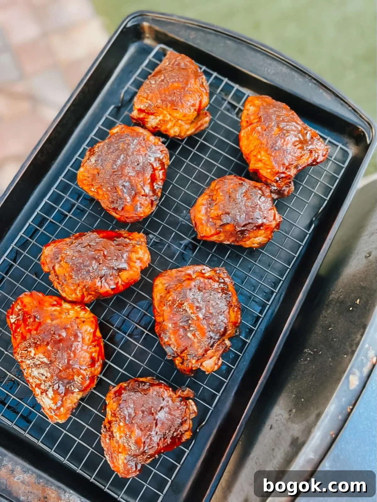 Thighs on a baking sheet.