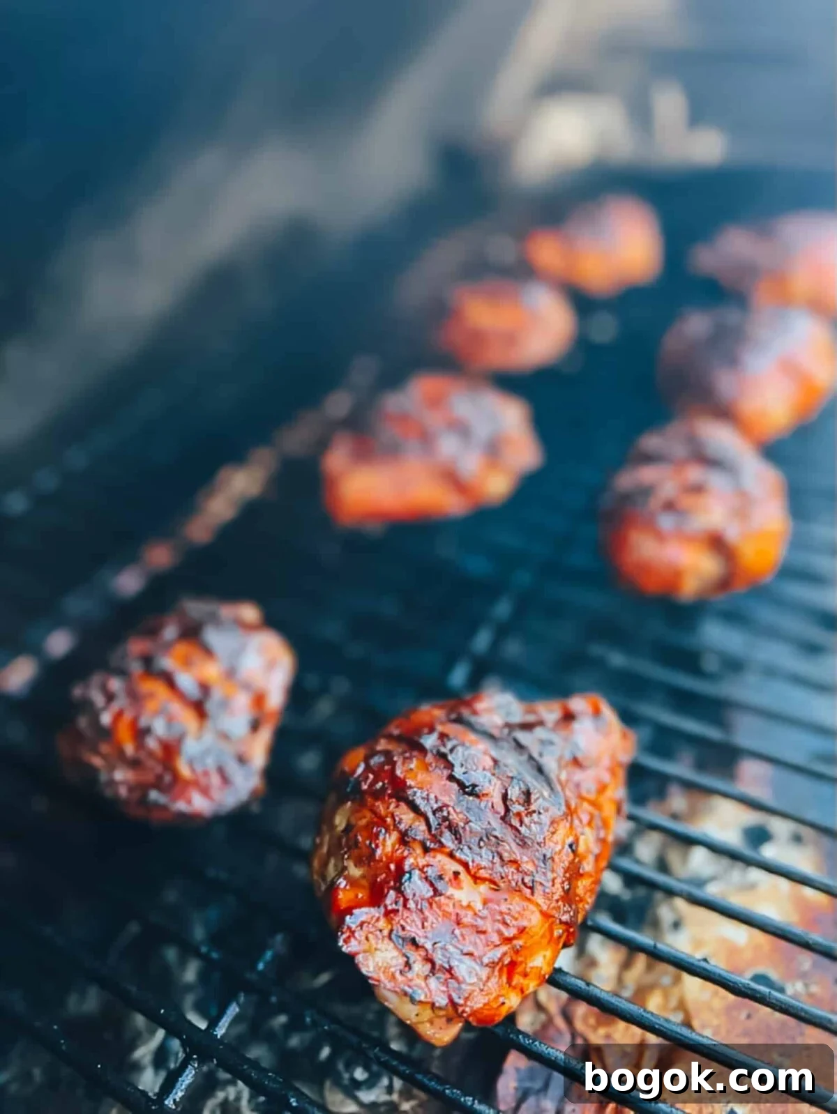 Thighs on the grill to sear. 