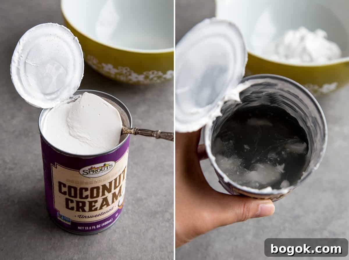 Separating coconut cream from coconut water.