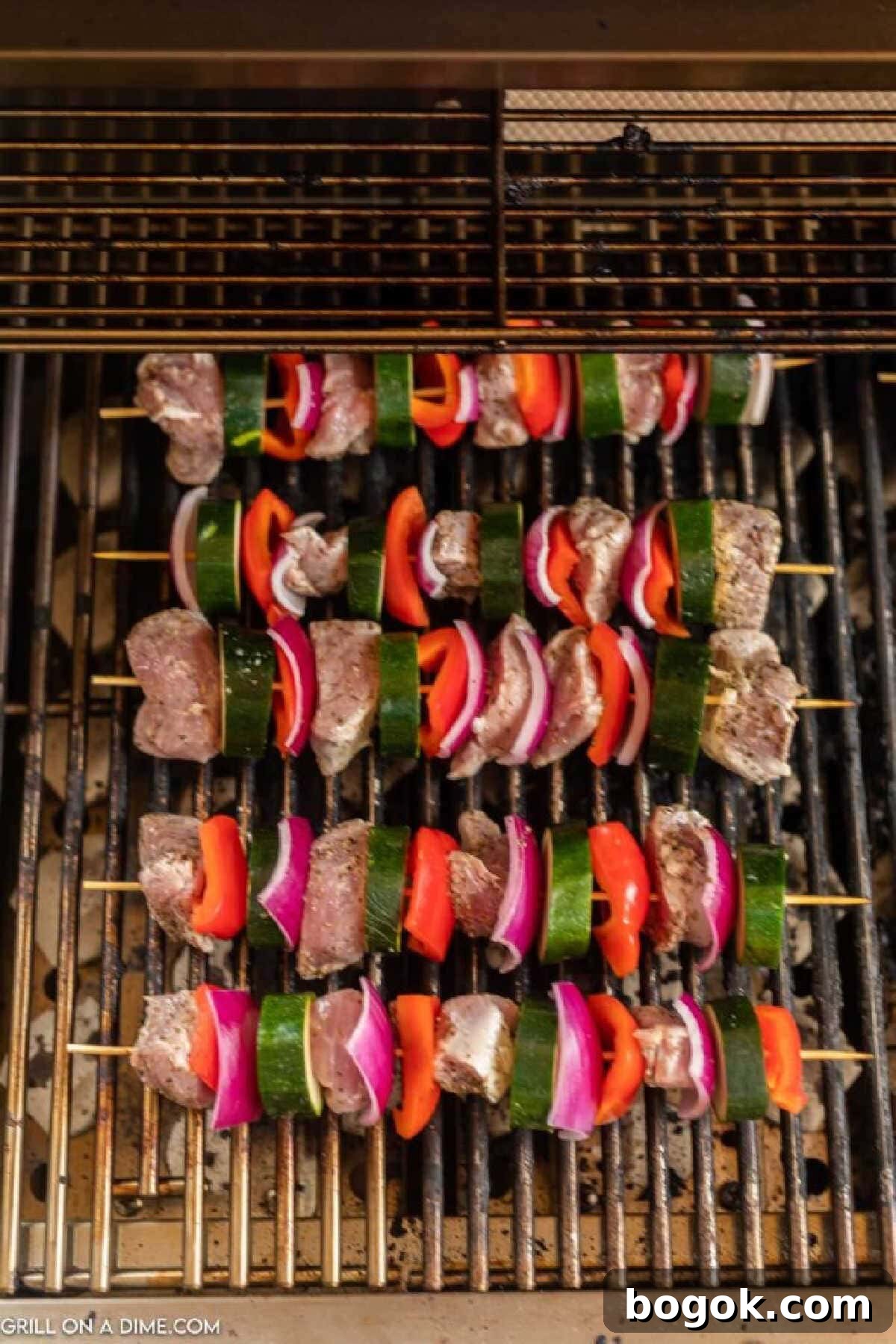 Pork kabobs on the grill