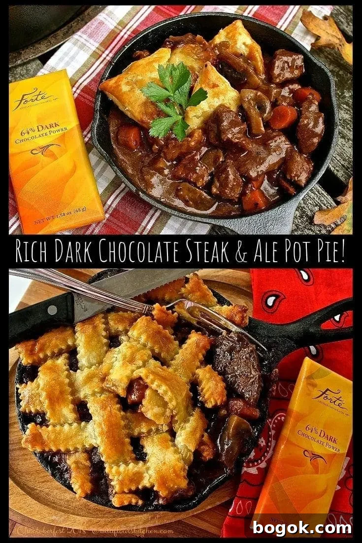 Rich Dark Chocolate Steak & Ale Pot Pie #Choctoberfest 2018
