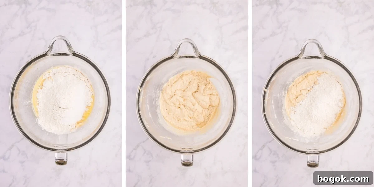 Flaky Honey Butter Dinner Rolls for Soft, Buttery Slices 5 adding dry ingredients