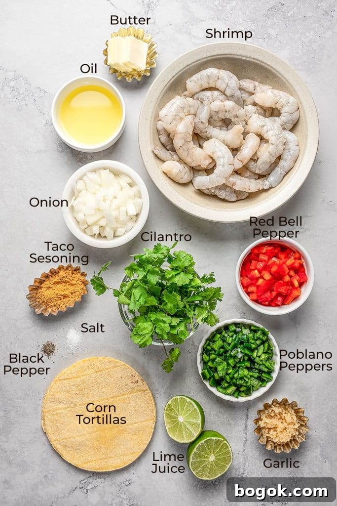 Ingredients to make Shrimp enchiladas