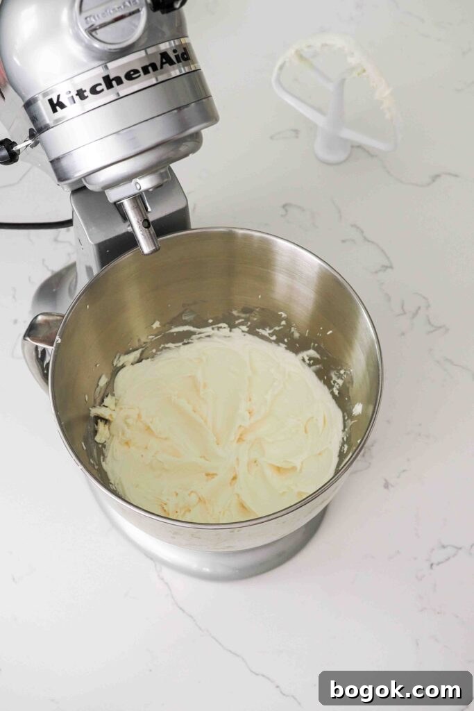 White Chocolate and Pomegranate Macarons — Recipe & Tips 15 Fluffy white chocolate buttercream in a stand mixer bowl.