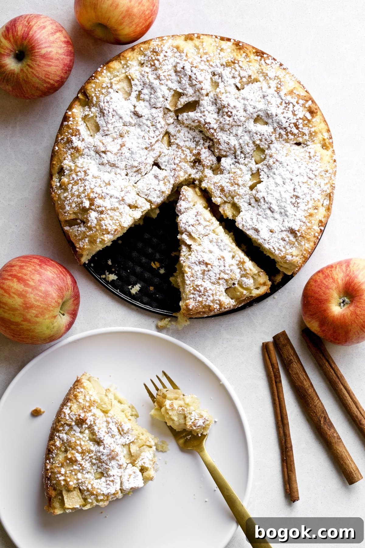 Italian Apple Cake one slice on a plate.
