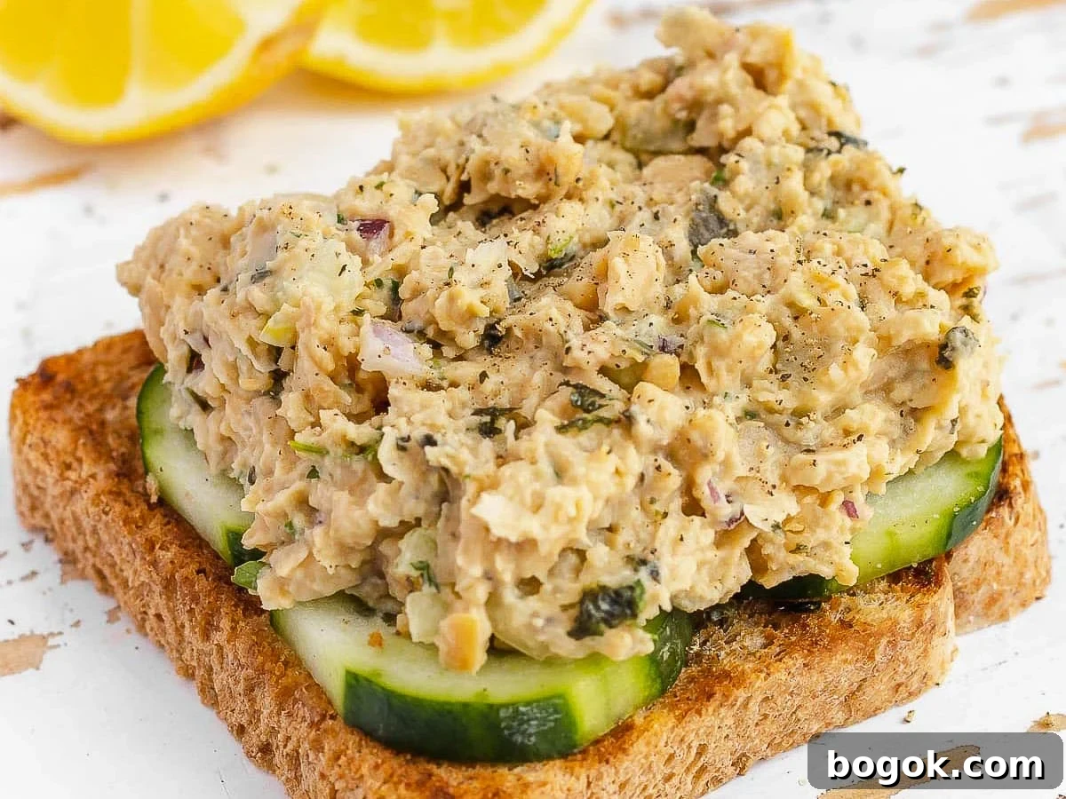 40 Delicious Chickpea Recipes for Every Meal and Occasion 12 Vegan tuna on toast with sliced cucumber