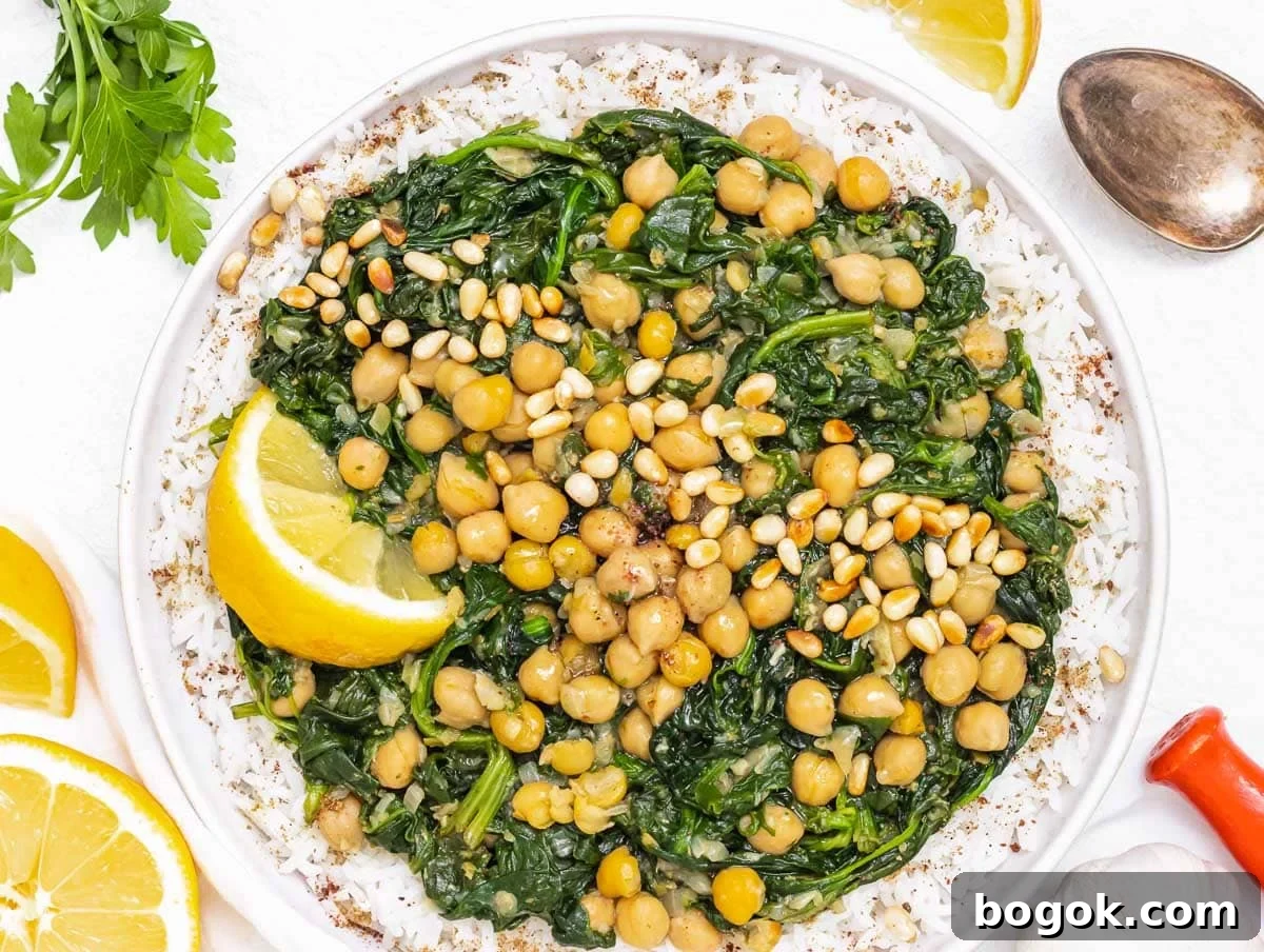 40 Delicious Chickpea Recipes for Every Meal and Occasion 17 Chickpea Spinach Stew on rice with lemon