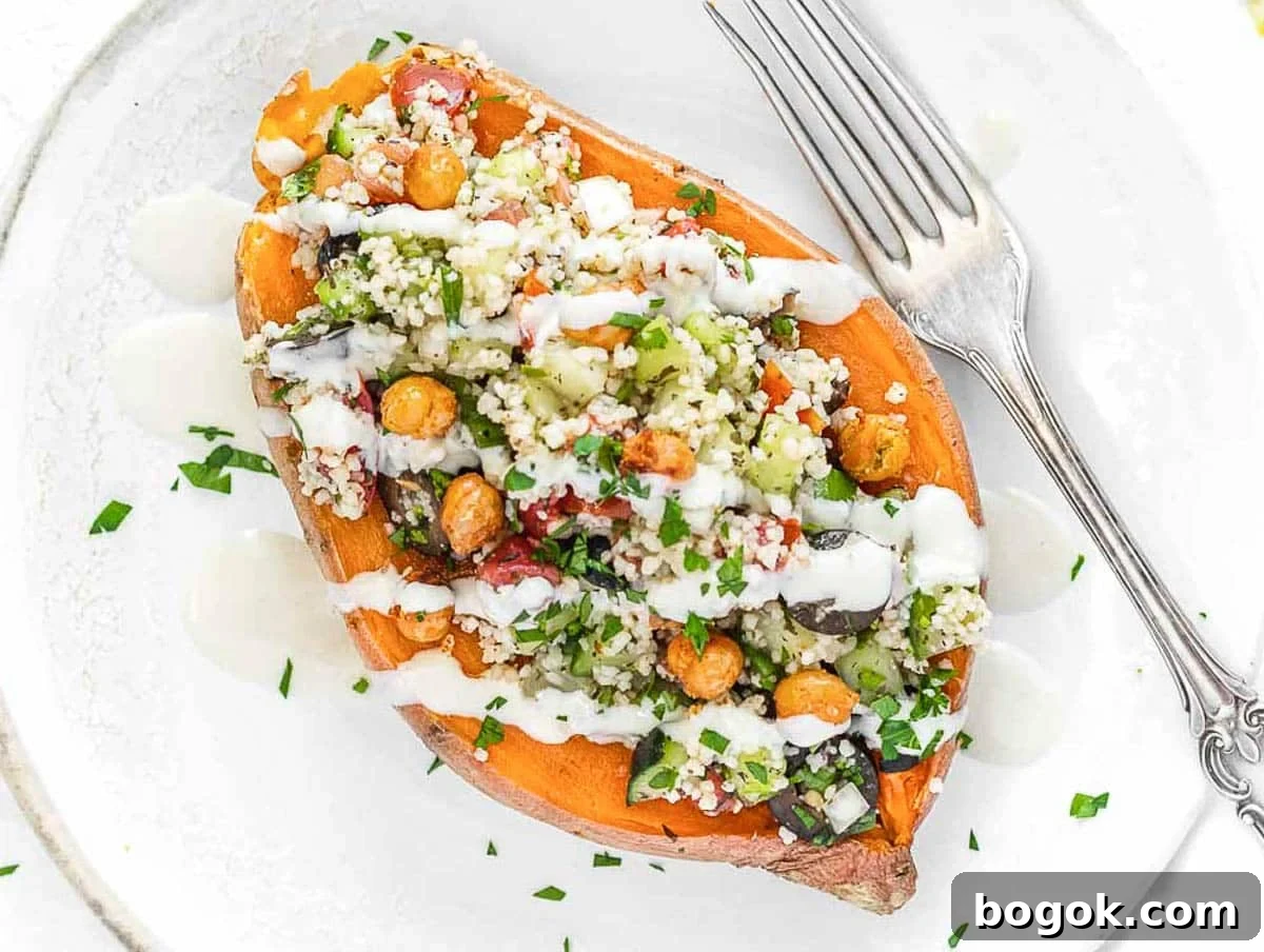40 Delicious Chickpea Recipes for Every Meal and Occasion 22 Microwave sweet potato with couscous topping