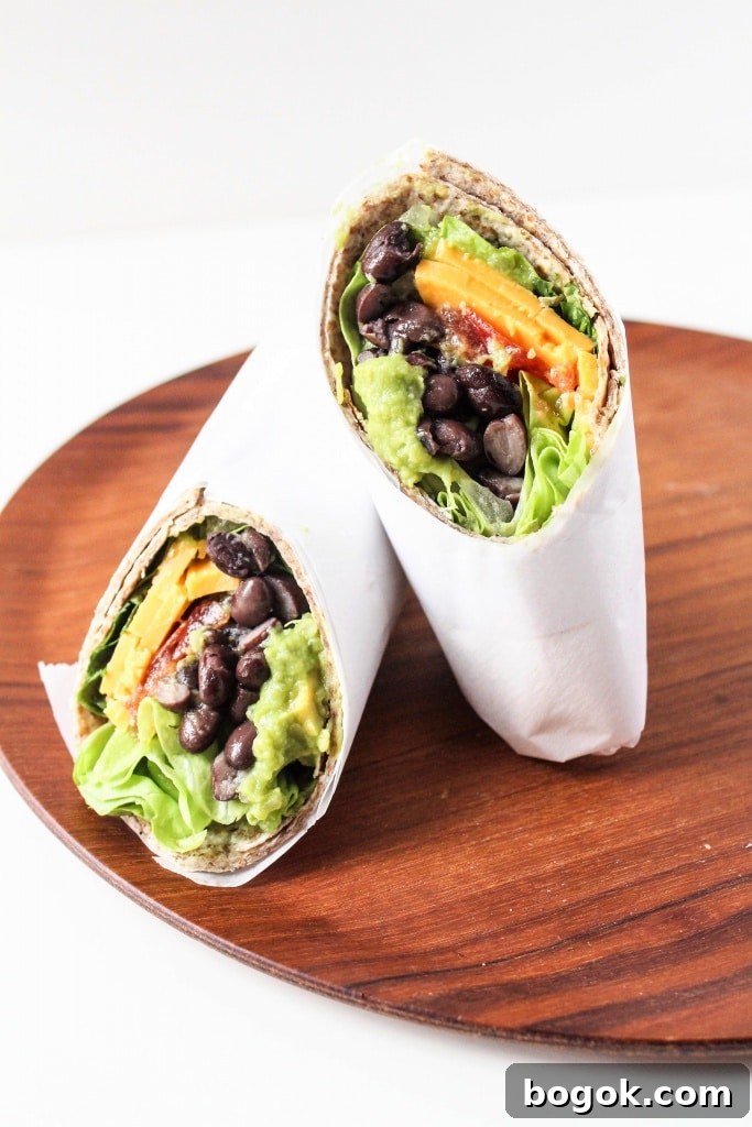 Healthy Sandwich Ideas - Vegetarian Mexican Black Bean Wrap