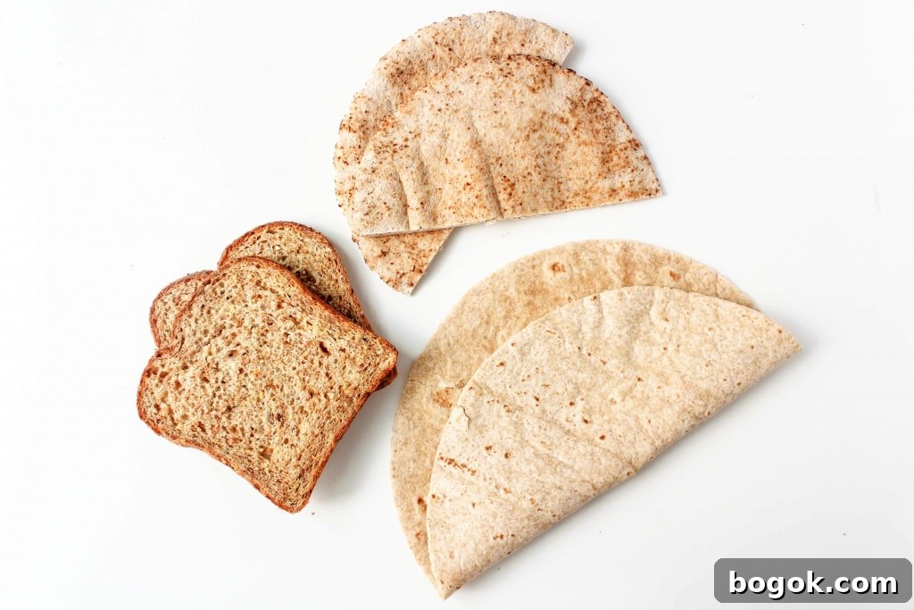 Mix & Match Healthy Sandwich Recipes - whole wheat bread, pita and wraps