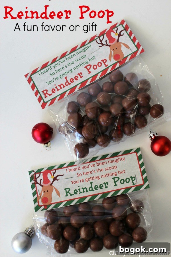 Reindeer Poop Gift Idea with Printable Toppers- A super fun and inexpenisve gift or favor for the holiday!