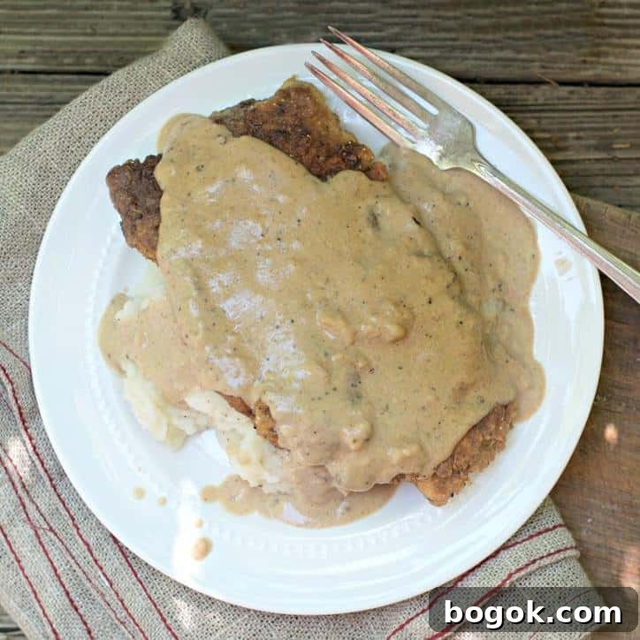 An overhead view of The Secret to Perfect Chicken Fried Steak
