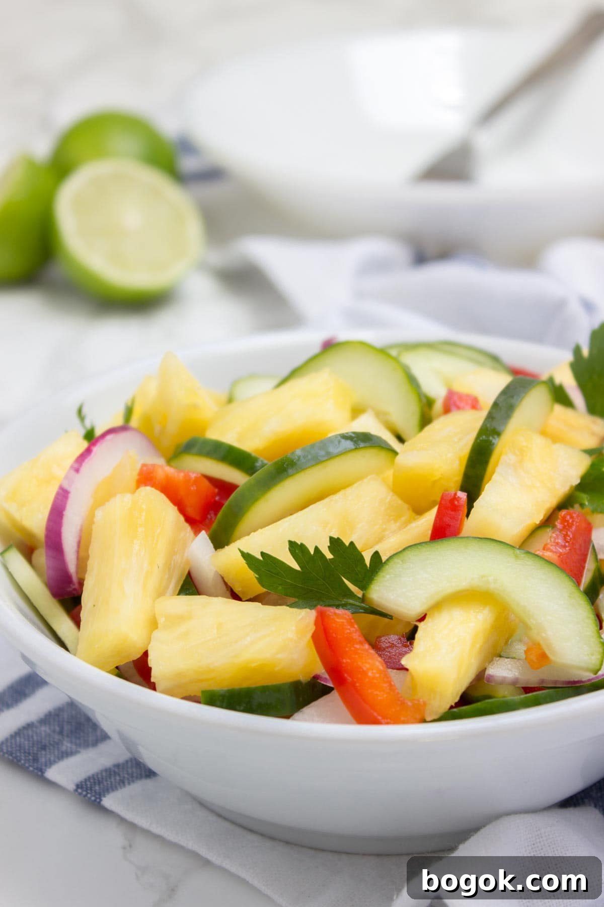 Pineapple and Cucumber Summer Salad with Lime Vinaigrette 4 Pineapple Cucumber Salad is a super healthy way to cool down