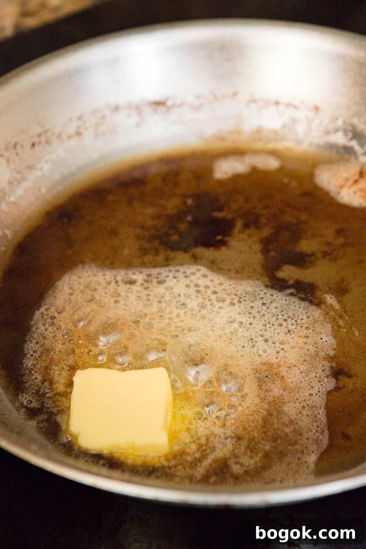 melting butter in pan drippings