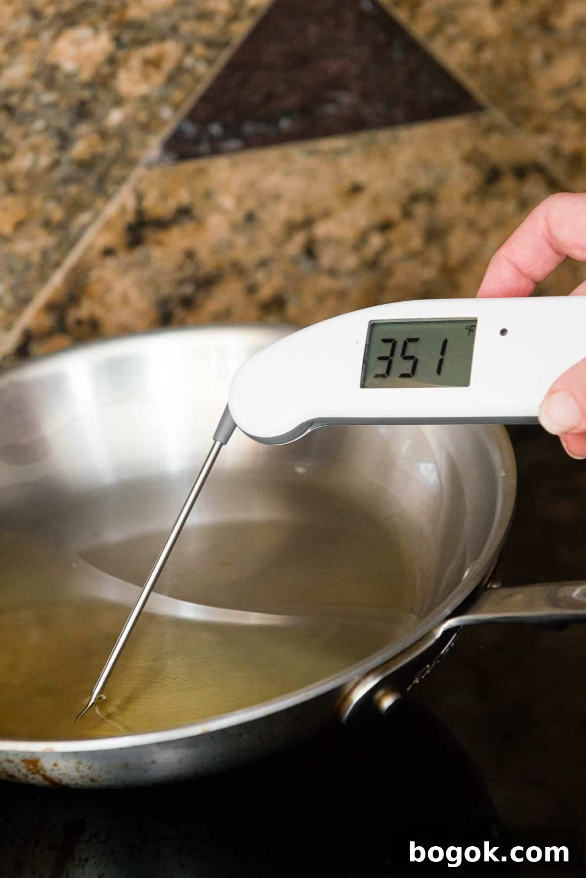 measuring oil temperature of 350°F