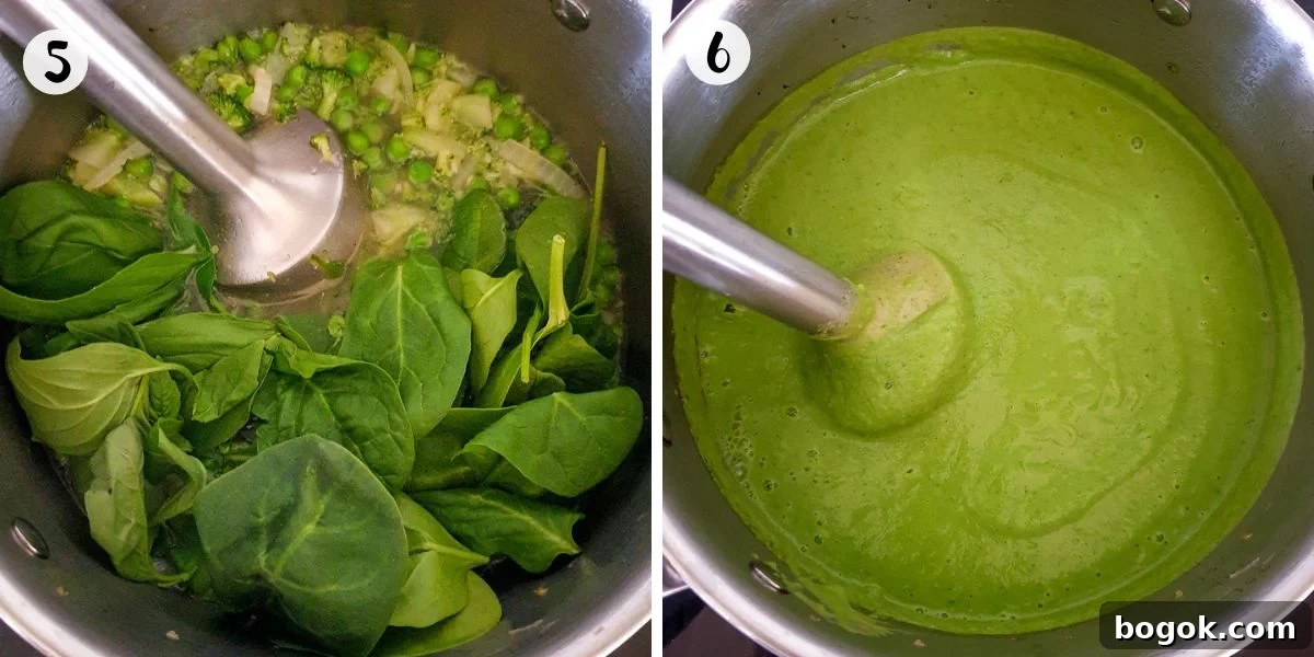 Add spinach and blitz