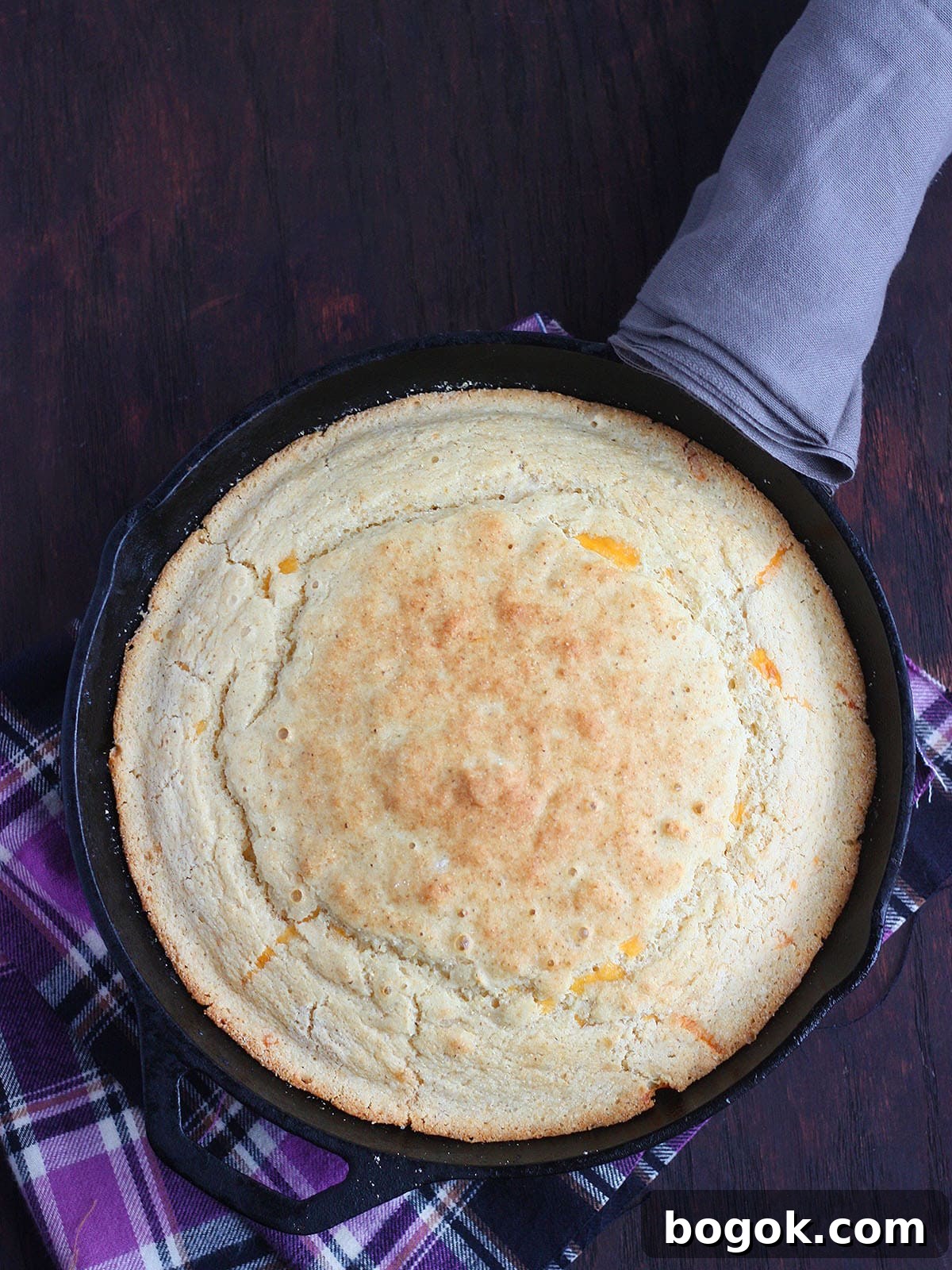Classic Southern Skillet Cornbread Recipe for Crispy Golden Crust 2 Baked cornbread in a cast iron skillet.