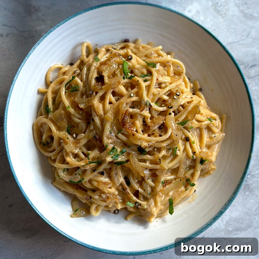 caramelized onion pasta