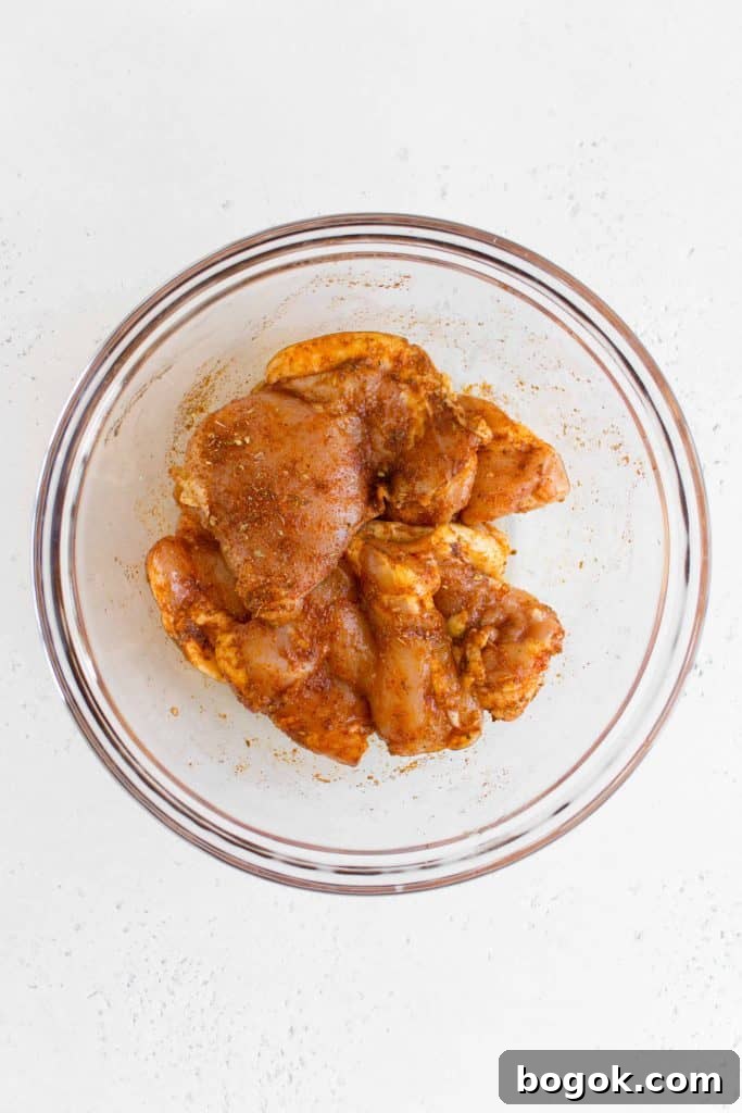 chicken thighs coated in spice mix