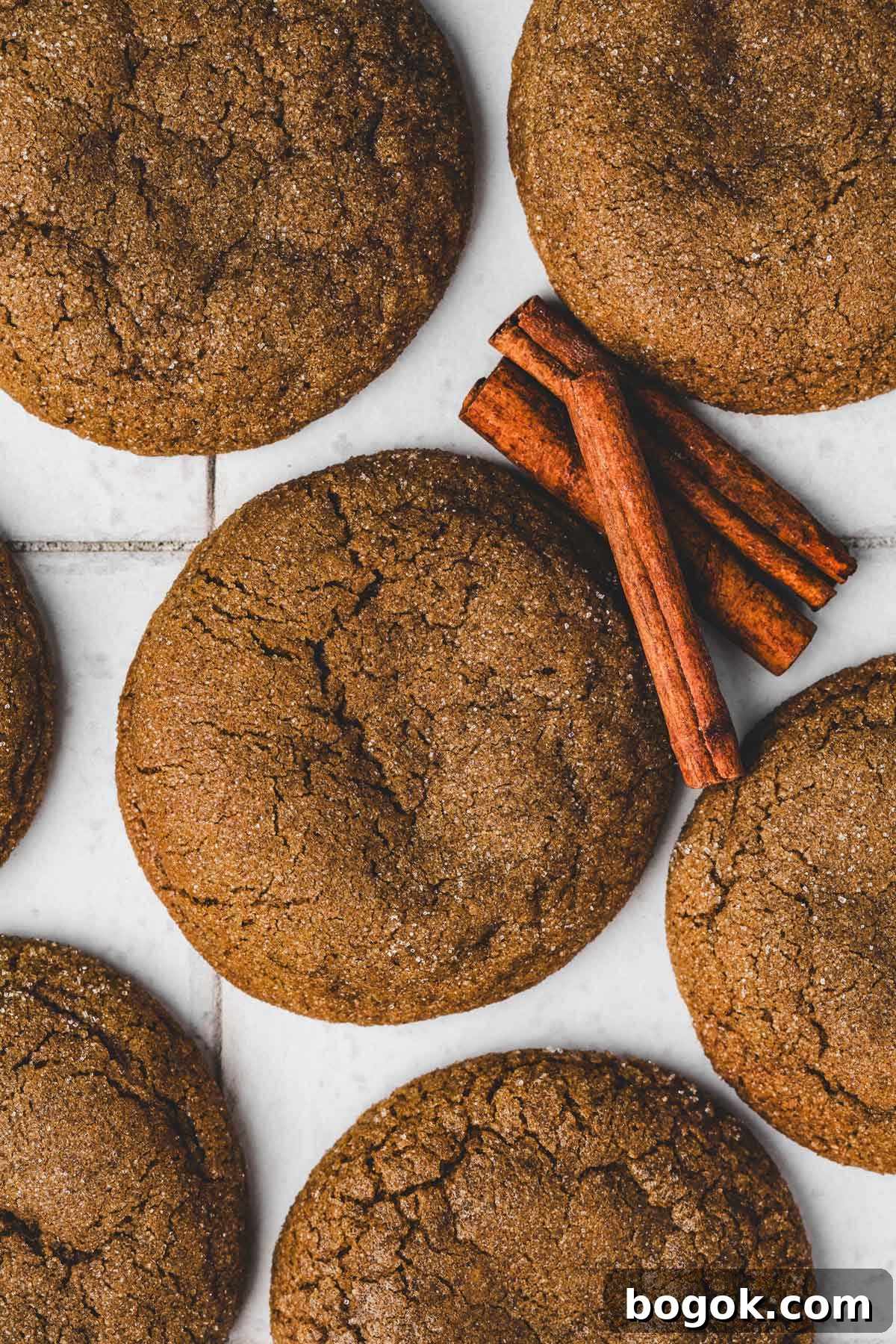 Soft Molasses Gingerbread Cookies Recipe 2 gingerbread molasses cookies on a table