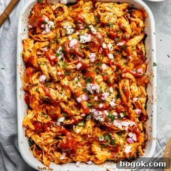 BBQ Chicken and Sweet Potato Casserole Recipe 16 A large casserole dish of BBQ chicken casserole.