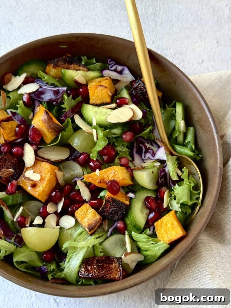 Roasted Butternut Squash Salad with Pomegranate & Grapes 2 roasted butternut squash salad with fruit