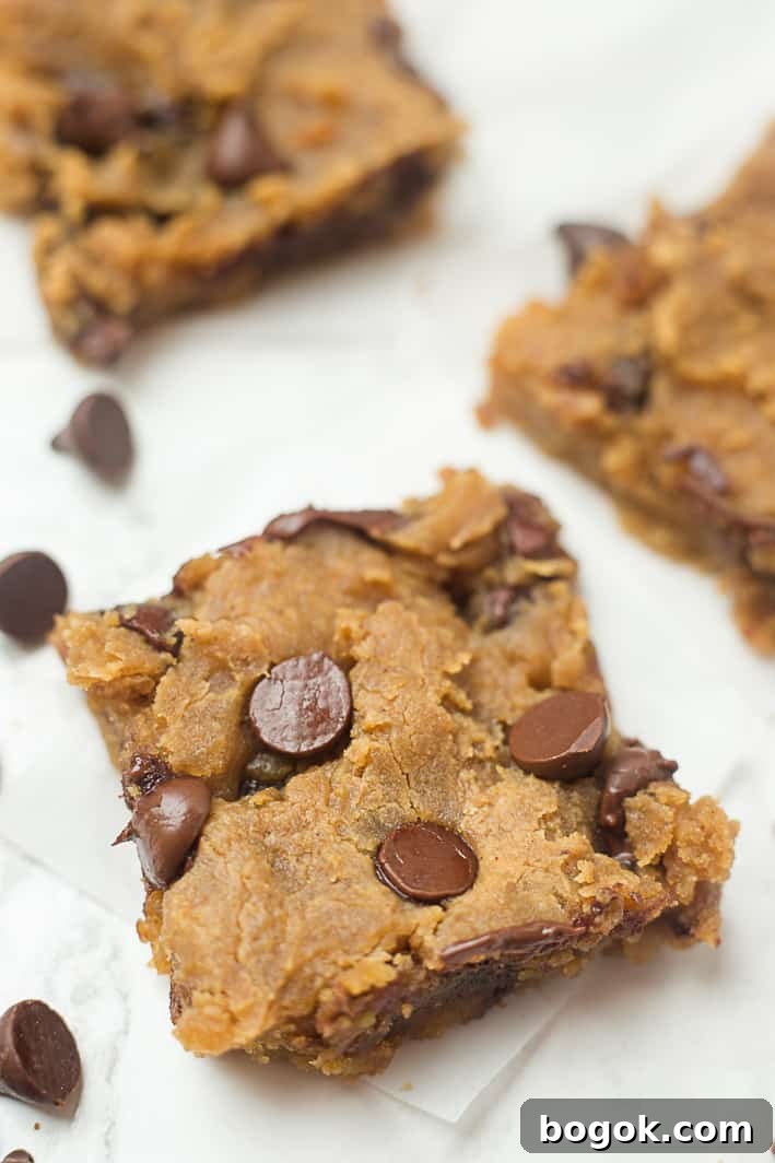 Healthy Peanut Butter Chickpea Blondies with Chocolate Chips