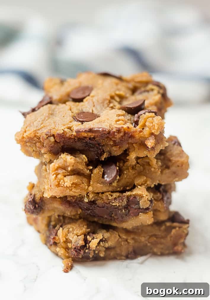 Healthy Peanut Butter Chickpea Blondies with Chocolate Chips