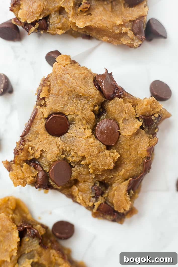 Healthy Peanut Butter Chickpea Blondies with Chocolate Chips
