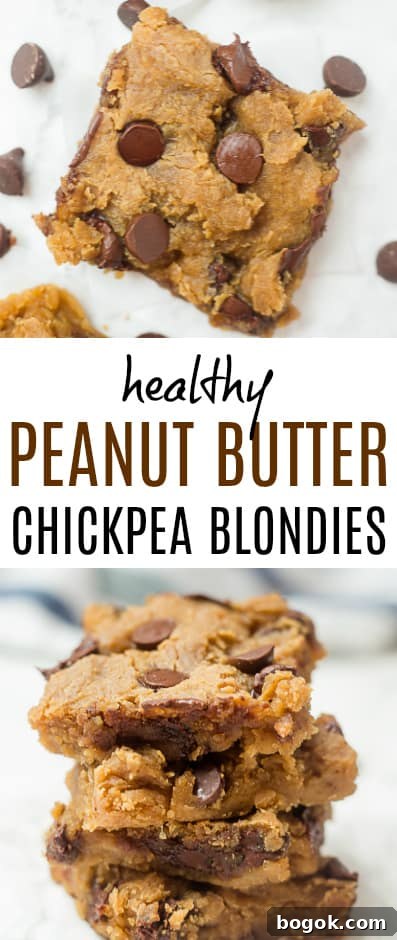 Healthy Peanut Butter Chickpea Blondies with Chocolate Chips